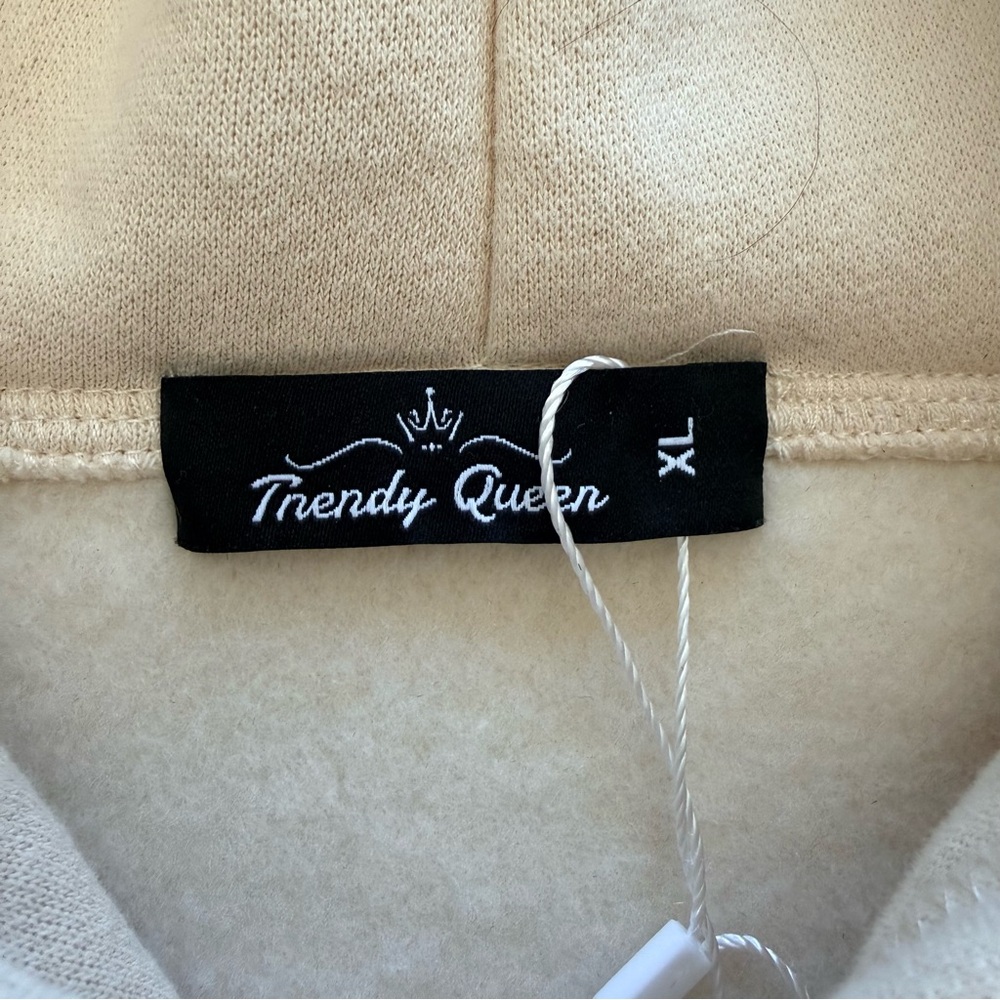 NWT-Trendy Queen Woman’s Beige Oversized Hoodie/Sweatshirt Fleece Pullover Sz XL - Picture 6 of 16